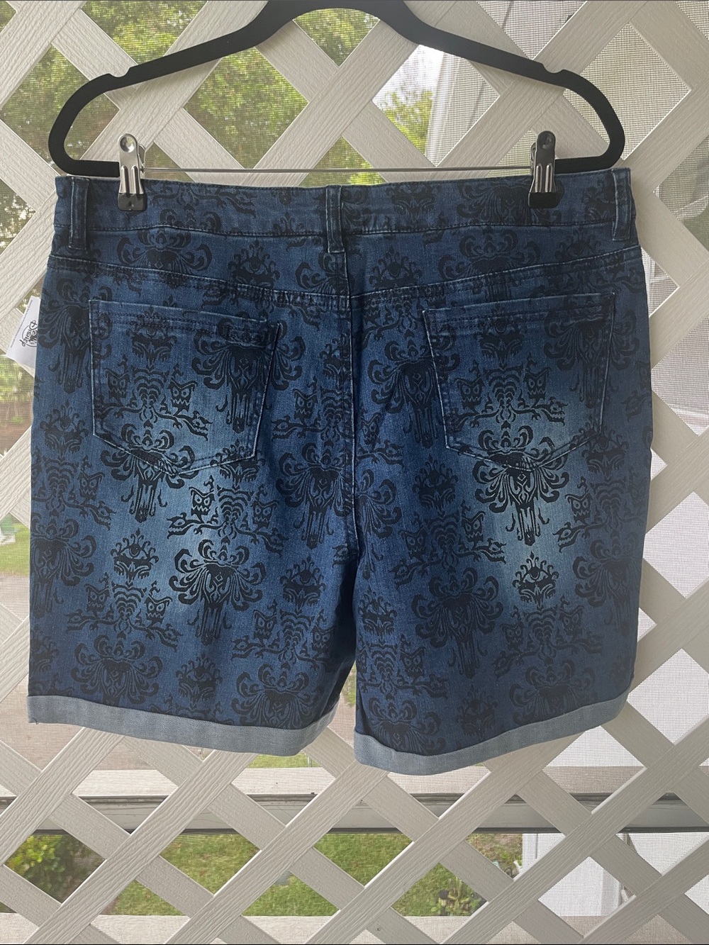 Disney Haunted Mansion Wallpaper Print Denim Shorts - Picture 3 of 10